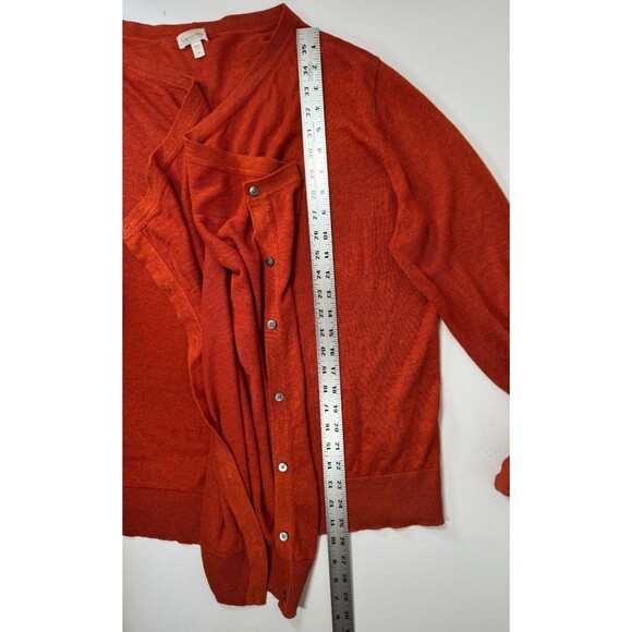 Garnet Hill Linen Cardigan Womens XL Burnt Orange Asymmetrical Hem Button Front - Picture 11 of 15
